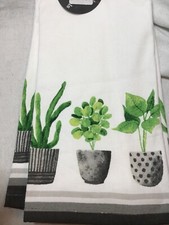 COLORDRIFT KITCHEN TOWELS 2 WHITE GREEN GRAY PLANTS 18 X 28 100 COTTON NIP