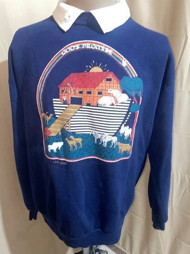 PS Originals Damen-Sweatshirt Größe Large marineblau Götterversprechen Rundhalsausschnitt Vintage-Kragen - Bild 2 von 6