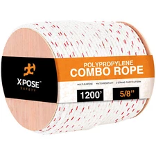 Poly Combo 3 Strand Safety Rope - 5/8" x 1200' - UV Coated Polypropylene Rope