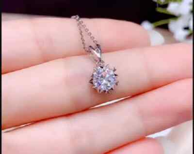 2Ct Lab Created Diamond Pendant Free Chain Solid 14K White Gold Finish