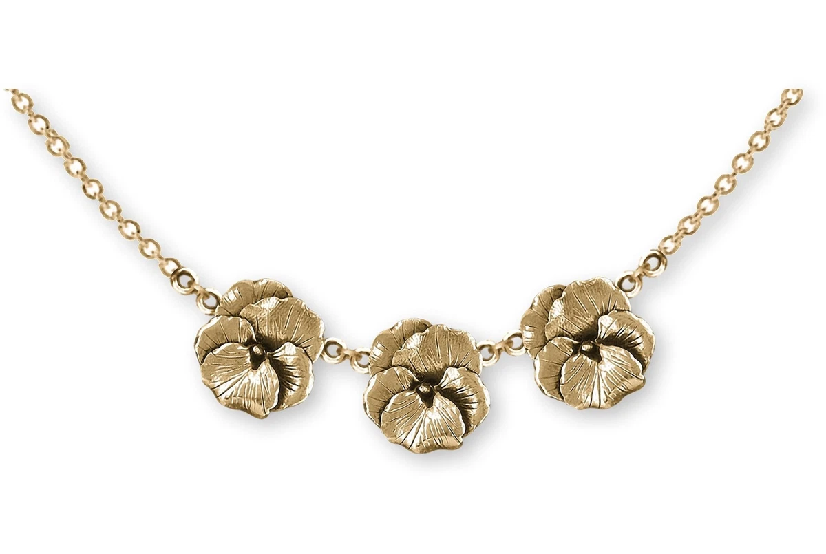 Pansy Jewelry 14k Gold Vermeil Handmade Pansy Flower Necklace