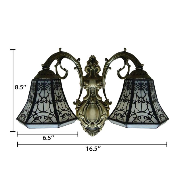 Vintage Mission Stained Glass Wall Sconce Light Tiffany Vanity Lighting