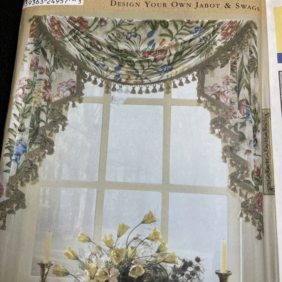 LOT OF 4 New Home Decor Sewing Patterns UNCUT Slipcovers Pillows Headboard Swag - Image 3 of 4