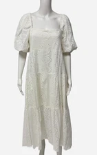 Meadow Rhodes women's maxi white dress balloon sleeve size XL