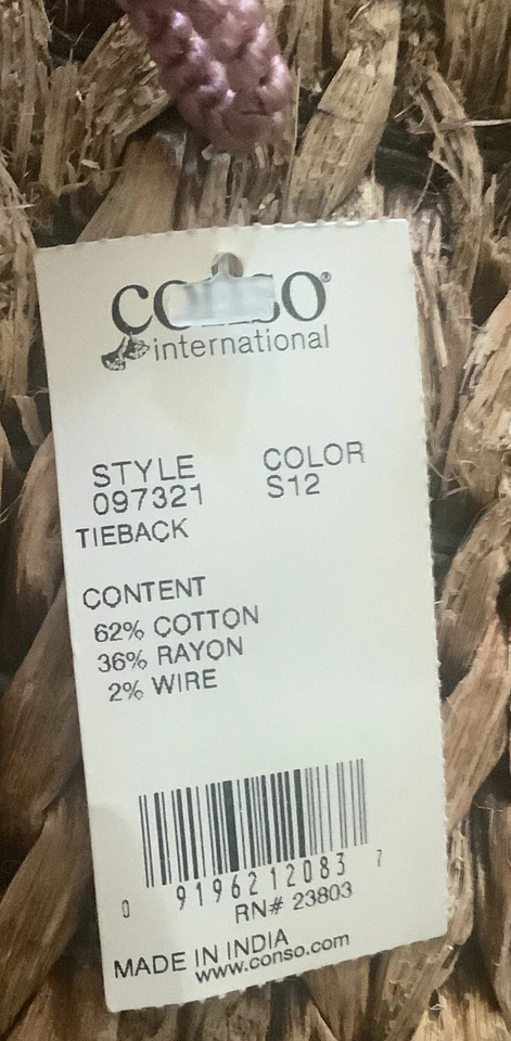 Cortina de amarre rosa metálico 22” larga cuerda/cordón sujeción nueva con etiquetas Foto 2 de 4