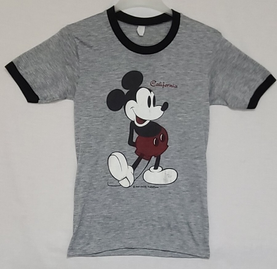 Vtg 60s 70s Mickey Mouse California Ringer T-Shirt Size Small (D2