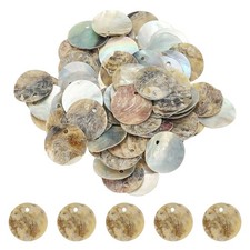 60Pcs Shell Beads for Jewelry Making, Flat Shell Coin, Natural Color
