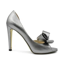 Valentino Bow D'Orsay Heels in Silver