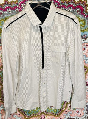 Jack & Jones Men's Pinstripe Button Down Shirt Contrast Tape Shoulder Detailing