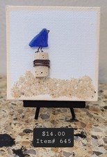 Genuine Texas Gulf Coast Sea Glass Art on Mini Canvas