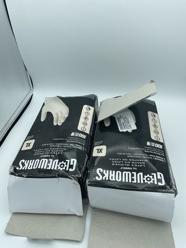 GLOVEWORKS by AMMEX XL Latex Gloves Powder Free Textured 2 Boxes 200 Total - 第 1/3 張圖片