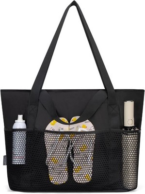 KABAQOO Strandtasche mit Reißverschluss Badetasche XXL Familie Damen Shopper 
