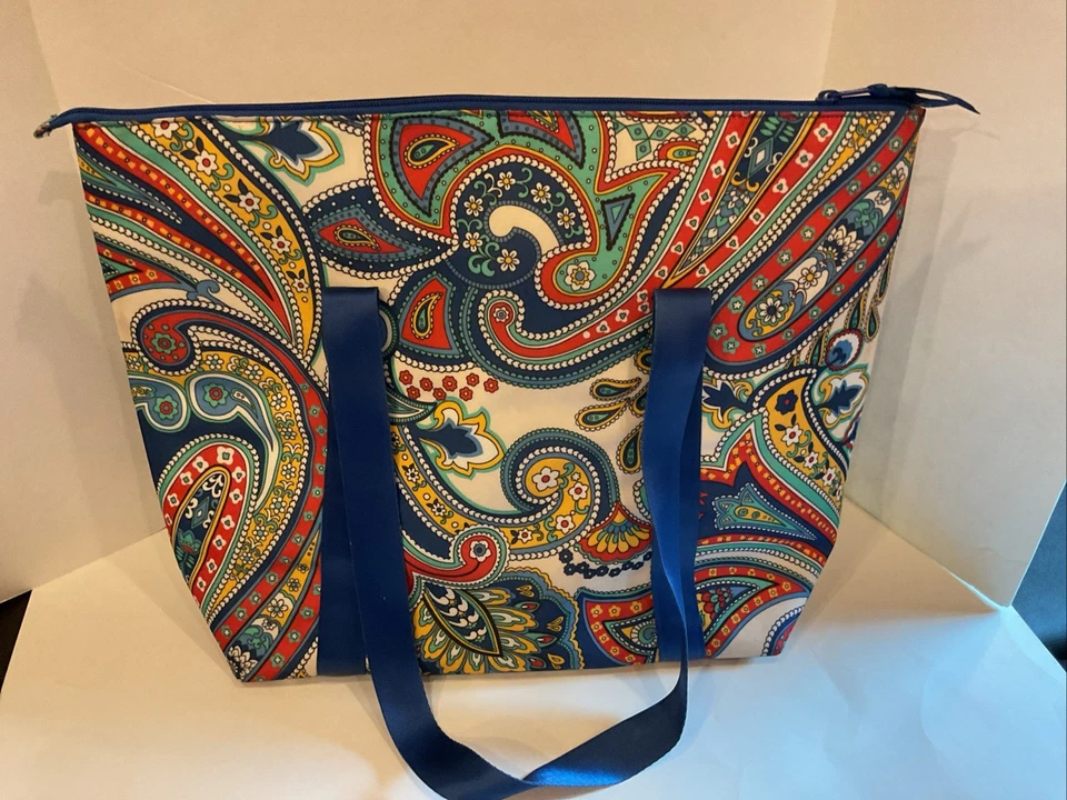 Bolso de Mano Suavemente Usado 1X~ Vera Bradley Marina Paisley XLarge Aislado Foto 3 de 4