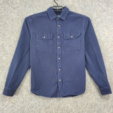 Goodfellow  Co Shirt Mens Medium Navy Blue Button Down Cotton Flannel Casual