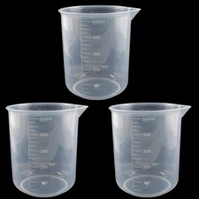 500ml/17.1oz Plastic Graduated Beaker 3 Pack, Transparent PP Measuring Cup Mi...