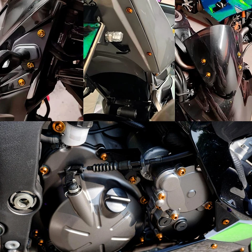 Juego de 177 tornillos de carrocería de carenado de acero dorados para Honda Suzuki Yamaha Foto 4 de 4