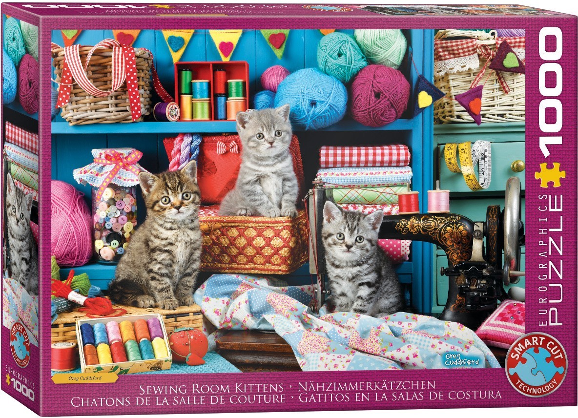 Kittens in the Sewing Room Eurographics 1000 Piece Jigsaw Puzzle NEW