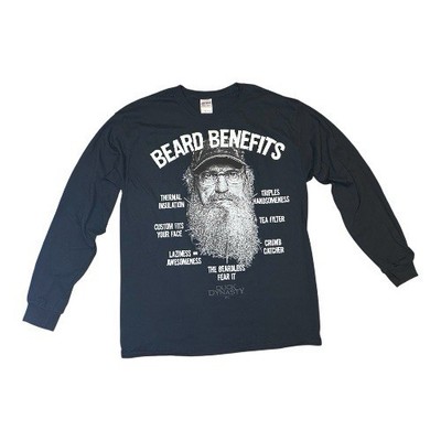 Duck Dynasty Beard Benefits Long Sleeve T-Shirt Black 100% Cotton Size Large