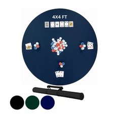 Round Poker Mat, Texas Hold'em Poker Table Top for 4 x 4 ft