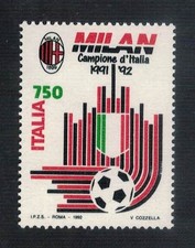 MILAN SCUDETTO CAMPIONATO DI CALCIO 1991 - 1992.  FRANCOBOLLO  NUOVO ANNO 1992