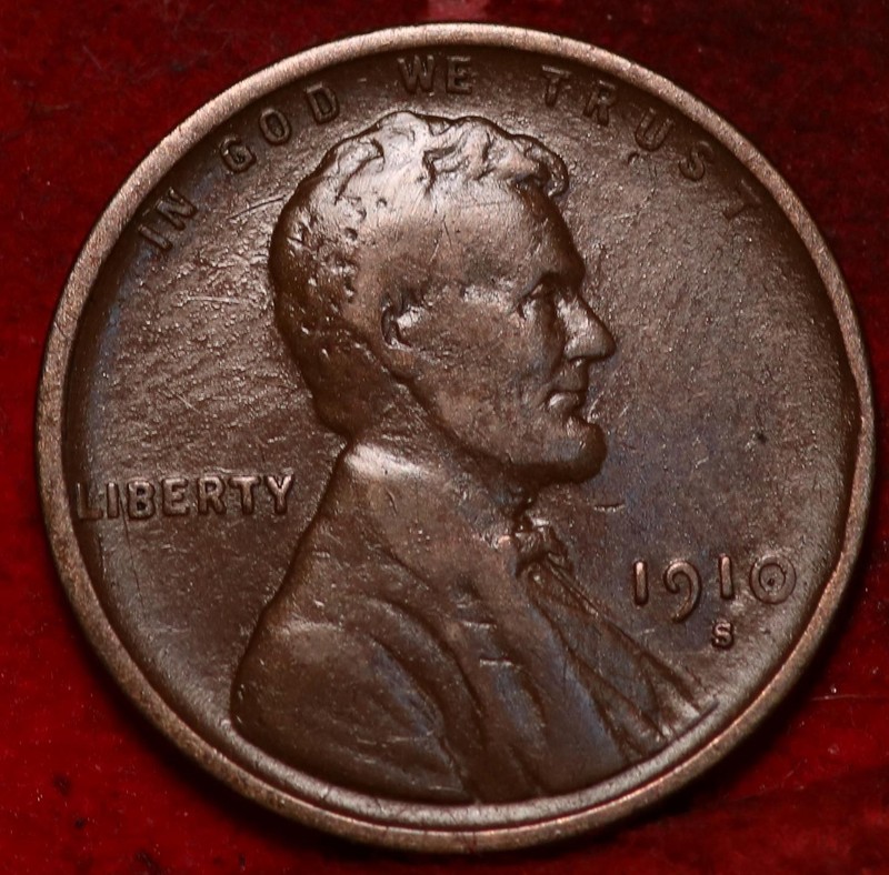 1910-S San Francisco Mint Copper Lincoln Wheat Cent