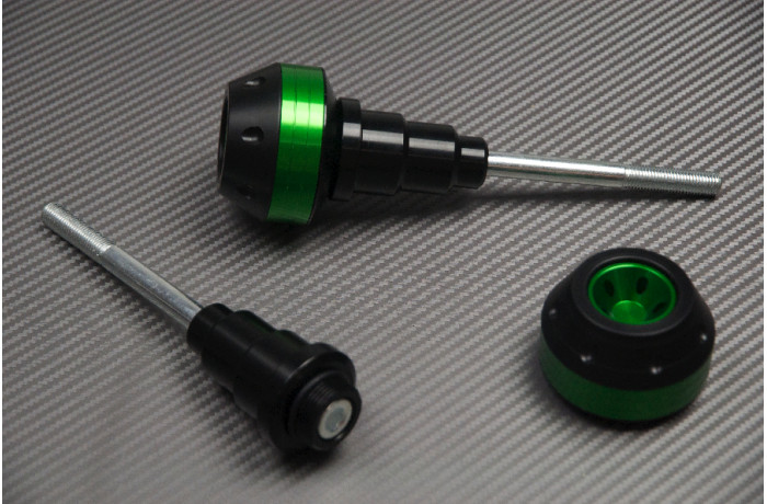 Roulettes de protection vertes pour moto Kawasaki Z1000 et Z1000R de 2017 à 2021
