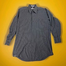 Dress Shirt Van Heusen Editions Mens Gray Plaid Cotton Blend 16 32-33 Regular
