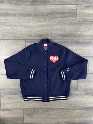 Puma Sticker Pack Varsity Jacket Men s Size L Navy 632832-01  MSRP $200 NWT