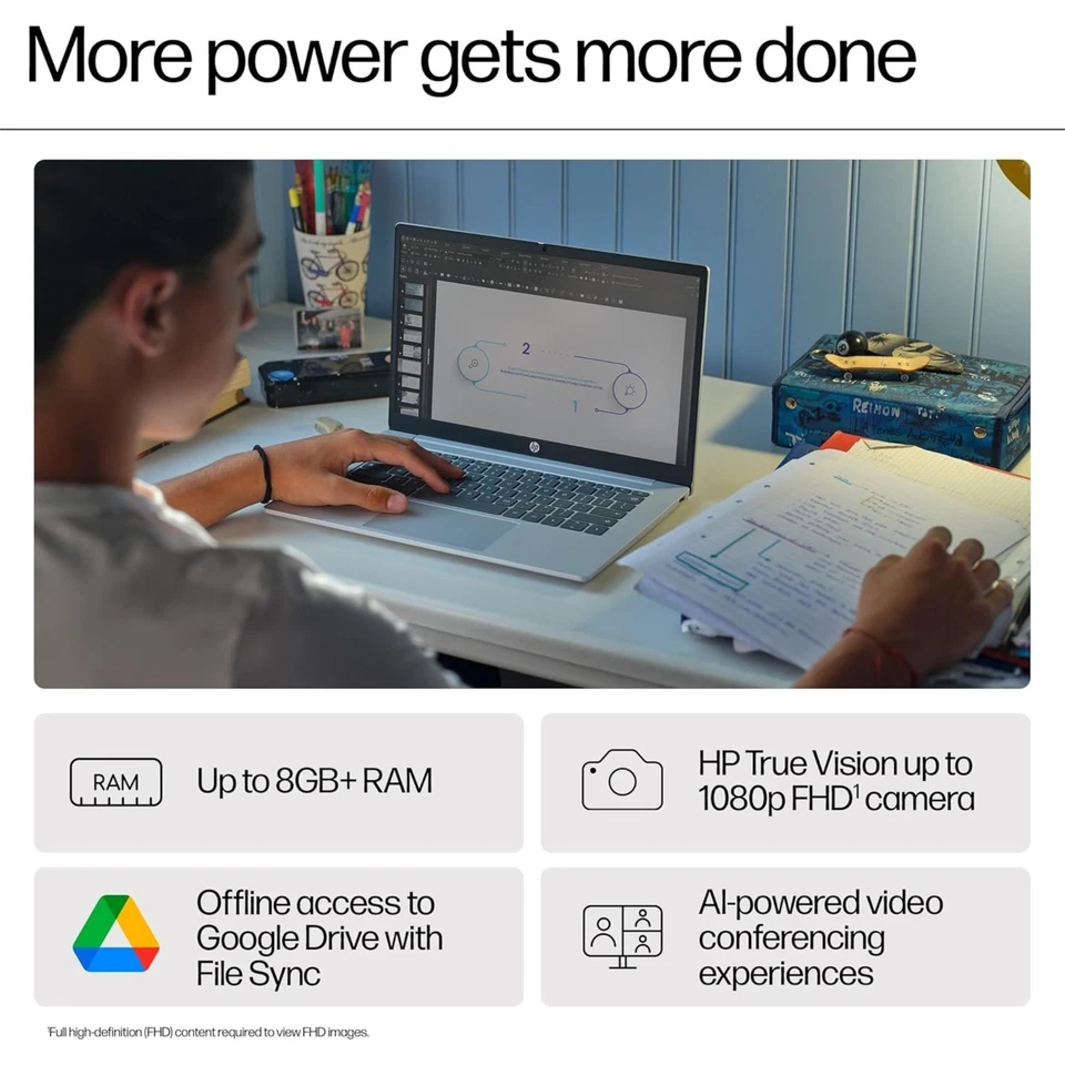 HP Chromebook 14a-nf0000sa 9Z6X5EA Intel Core i3-N305 8GB 256GB UFS 14" ChromeOS - Image 4 of 4