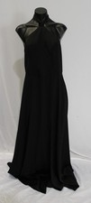 Azazie Women's Elliana Sheath Side Slit Satin Dress EH6 Black Size A10 NWT