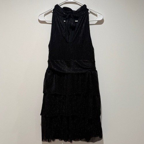 NWT Lilly Pulitzer Wyn Halter Minidress Sz 2 Noir Metallic Knit Crinkle Cocktail - Picture 3 of 12