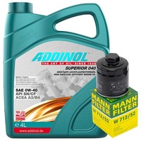 MotoröL Set Addinol 0W-40 4 Liter + ÖLfilter FüR Audi A2 Seat Skoda VW Lupo Polo