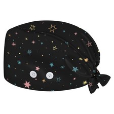 Working Cap Scrub Cap with Sweatband Buttons Adjustable Unisex Women Tie Back...