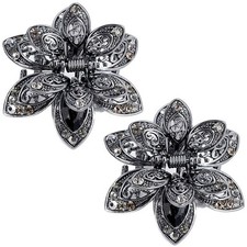 2 Pcs Mini Metal Rhinestone Hair Claw Clips Vintage Crystal Hair Jaw Clamps N...