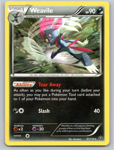 2016 POKEMON WEAVILE STEAM SIEGE 61/114 R LP A88256 FREE S&H