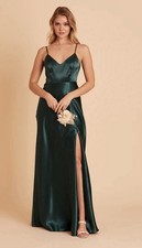 Birdy Grey Jay Bridesmaid Dress Shiny Satin Emerald Green size Small 89