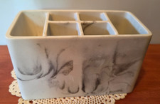 NIB Toothbrush Holder Caddy Countertop White  Grey Marbling