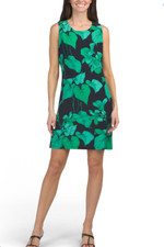 Tommy Hilfiger Navy Green Tropical Palm Print Shift Dress Size 10 NWT