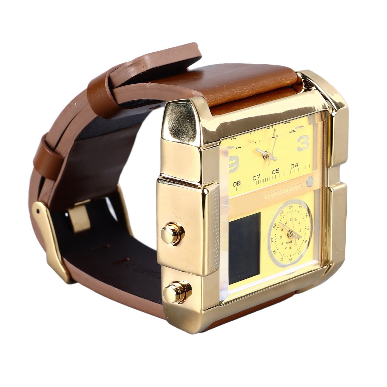 Montre de sport numérique pour hommes idée cadeau avec bracelet marron