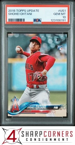 2018 TOPPS UPDATE #US1 SHOHEI OHTANI RC PITCHING RED JERSEY PSA 10