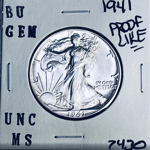 1941 BU GEM LIBERTY WALKING SILVER HALF UNC MS+++ U.S. MINT RARE COIN 7430