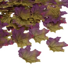 400pcs Artificial Leaves Fall Maple Autumn Fake Leaf Decoration, Purple