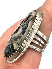 Sterling Silver and White Buffalo Ring by Tommy Jackson (Size 8)