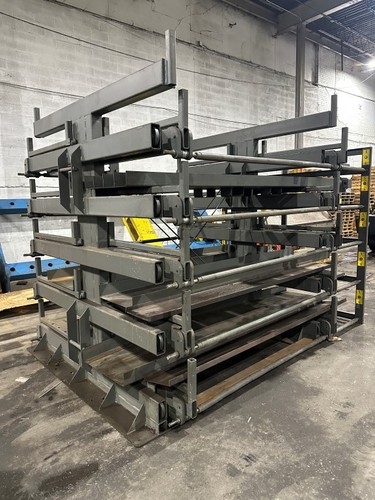 STEEL STORAGE SYSTEM - #5T-2G-36R-12 ROLL-OUT Double Sided CANTILEVER RACKS