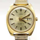 Vintage Timex Q Day/Date Dial Mens Watch 37mm For Parts Or Repair