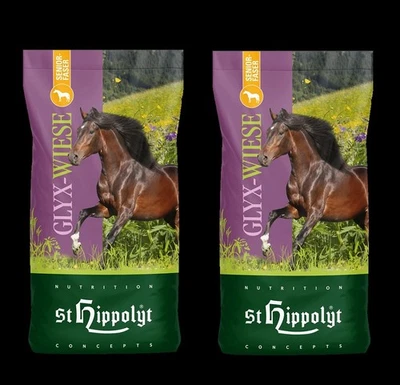 ST. HIPPOLYT 2x Hippolyt St.Glyx-Wiese SENIORFASER 15kg Pferdefutter Raufutter Kräuter Gräser