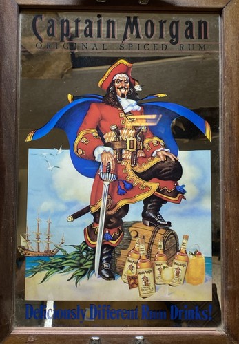 Vintage CAPTAIN MORGAN Spiced RUM Tray Mirror 15.5" X 21.5" Bar Decor - Bild 2 von 3
