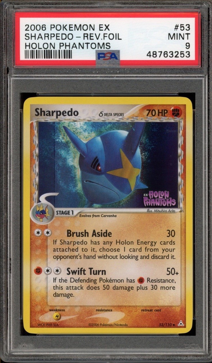 Pokemon Sharpedo EX Holon Phantoms Reverse Holo #53 PSA 9 Mint Pop 21