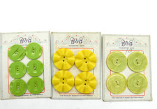 Vintage MCM Buttons on B.W.& Co Cards Plastics 2-hole Green Yellow