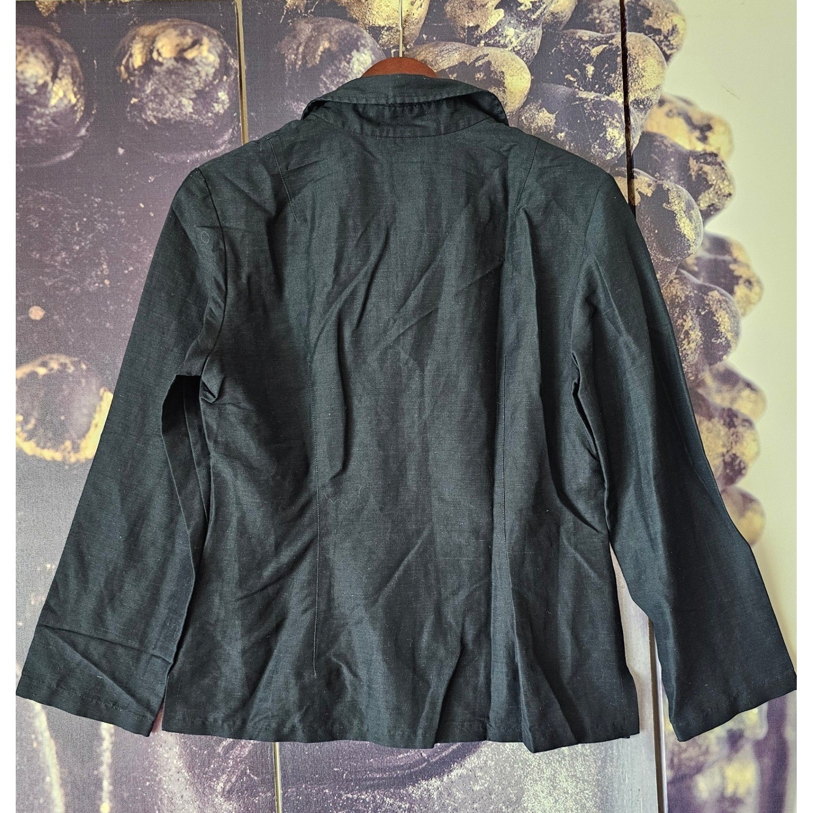 SANDRA PABST Black Collared Button Front Long Sle… - image 8